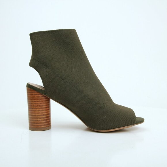 NWOT Steve Madden Sunnie Stretch Knit Ankle Peep Toe Heeled Boots Green - Picture 8 of 13